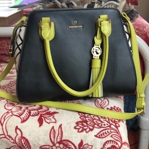 Black and Lime green leather Spartina 449 bag